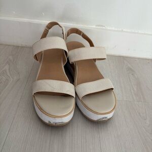 Madden NYC Platform Sandals – Beige Canvas Espadrille – Women’s Size 8